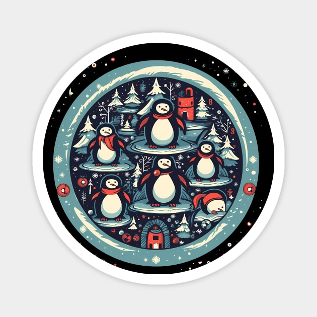 Penguin in Ornmament, Love Penguins Magnet by logiamerch